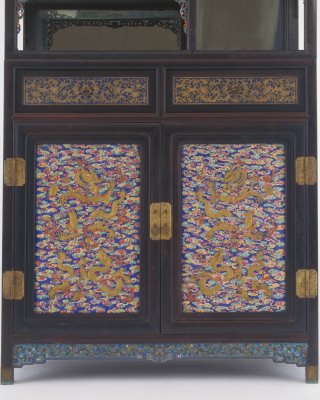 图片[2]-Red sandalwood cabinet with enamel cloud dragon pattern-China Archive